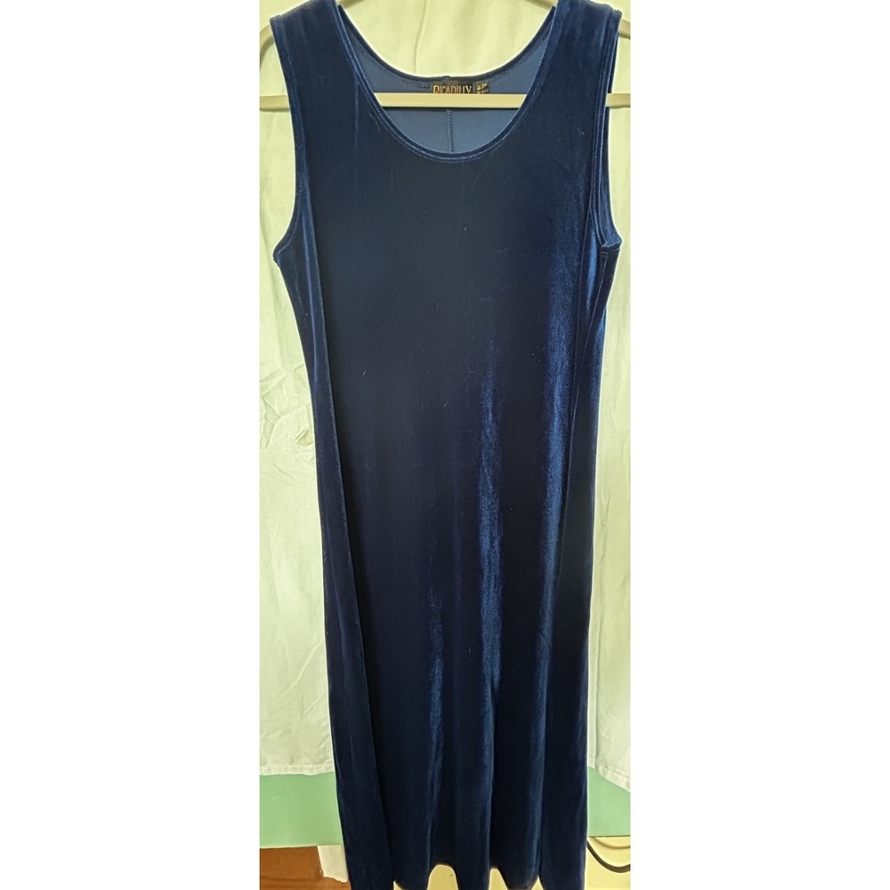 Maxi Deep Blue Velvet Shift A-line Dress Romance Elegance Old Money Wedding